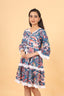 Blue Floral Print Short Dress