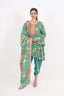 Sea Green Floral Printed Stitched Short Anarkali With Dhoti Pant Design