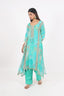 Sea-Green Embroidered Stitched Kaftan Set With Pant