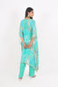 Sea-Green Embroidered Stitched Kaftan Set With Pant