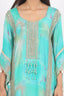 Sea-Green Embroidered Stitched Kaftan Set With Pant