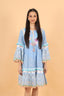 Blue Thread Embroidery Work Short Dress