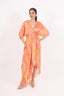 V Neck One Piece Dress With Floral Print Work