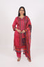 A-Line Style Rani Pink Stitched Organza Suit Set With Floral And Mirror Work Details