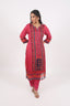 A-Line Style Rani Pink Stitched Organza Suit Set With Floral And Mirror Work Details