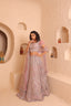 Ivory Pink Heavy Embroidered Net Lehenga with Feather sleeves Blouse