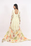 Light Yellow Stitched Long Anarkali Set With Floral Printed Sleeves