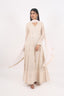 Cream Color Embroidered Stitched Georgette Center Slit Anarkali Set