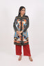 Black Printed Stitched Cord Set