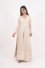 Cream Color Embroidered Stitched Georgette Center Slit Anarkali Set