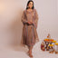 Dust Brown Color Semi Stitched Chanderi Suit