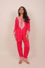 Hot Pink Center Split Chinon Embroidered Cord-Set
