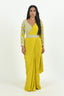 Yellow Embroidered Drape Saree