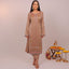 Dust Brown Color Semi Stitched Chanderi Suit