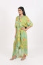 V Neck One Piece Dress With Floral Print Work
