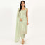 Pista Green Color Unstitched Tissue Suit