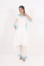 White Color Thread Embroidered Stitched Kurti Set With Pocket Design