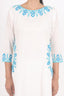 White Color Thread Embroidered Stitched Kurti Set With Pocket Design