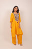 Mustard Yellow Color Embroidered Kaftan with Straight Pants