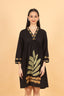 Black Floral Thread Embroidery Work Short Dress