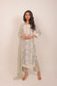 Grey Color Chikankari Design Deatils Floral Print Chanderi Straight Kurti Set