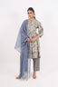 Steel Grey Color Floral Print Stitched Short Kurti With Pent Design