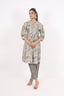 Steel Grey Color Floral Print Stitched Short Kurti With Pent Design