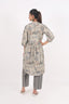 Steel Grey Color Floral Print Stitched Short Kurti With Pent Design