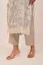 Grey Color Chikankari Design Deatils Floral Print Chanderi Straight Kurti Set