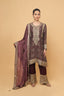 Brown Print  Embroidered Suit Set