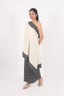 Black-White Stitched Cotton One Shoulder Top With Flare Zig-Zag Print