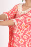 Punch Pink Color Printed Work Stitched Cord Set With Shell Details