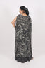 Black Stitched Floral Printed Crop-top Flared Pant Set With Beige Shrug