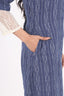 Blue Thread Embroidery Cotton Denim Stitched Jumpsuit