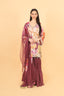 Maroon Floral Print Work Sharara Set