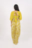 V-Neck Embroidered Yellow Stitched Crop Top With Floral Dhoti Pant
