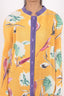 Yellow Color Pleated Printed Work Stitched Cord Set