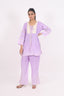 Lavender Color Embroidered Stitched Cotton Cord -Set