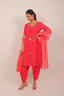 Tango Pink Embroidered Kurta With Dhoti Style Pants