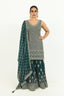 Rama Green Embroidered Gharara Set