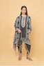 Black A-Line Style Printed Suit Set With Dhoti Pants