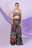 Multi Color Floral Print Plazzo Set with Chokar Dupatta