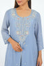 Ice Blue Palazzo Crop Top With Embroidered Short Kurti