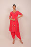 Tango Pink Embroidered Kurta With Dhoti Style Pants