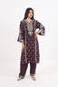 A-Line Style Wine Color Heavy Thread Embroidered Stitched Suit Set