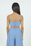 Ice Blue Palazzo Crop Top With Embroidered Short Kurti