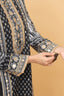 Black A-Line Style Printed Suit Set With Dhoti Pants