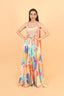 Sequins Embroidery Floral Print Work Blouse With Flare Bottom