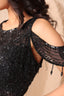Black Organza Tissue Embroidered Slit Sleeves Stitched Gown