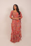 Floral Printed Chinon Drape Saree with Embroidered Blouse